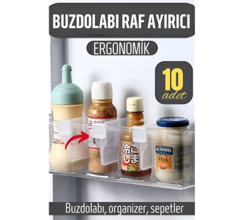 Buzdolabı Raf Ayırıcı Organizer Dönüştürücü 10 Adet Buzdolabı Raf Ayırıcı Organizer Dönüştürücü 10 Adet