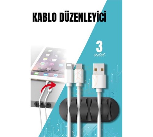 Yapışkanlı Kablo Düzenleyici Klips 3 ADET Yapışkanlı Kablo Düzenleyici Klips 3 ADET