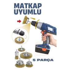 Matkap Uyumlu Saçaklı Pimli Tel Fıça Fırça Seti 1/4 inç