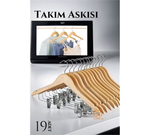 Takım Askısı Ceket Etek Pantolon Kıskaçlı 19 ADET Takım Askısı Ceket Etek Pantolon Kıskaçlı 19 ADET