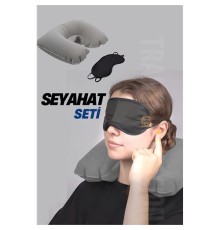 Seyahat Boyun Yastığı Uyku Maskesi Seyahat Seti