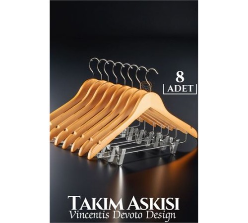 Takım Askısı Ceket Etek Pantolon Kıskaçlı 8 Adet Vincentis Devoto Design Takım Askısı Ceket Etek Pantolon Kıskaçlı 8 Adet Vincentis Devoto Design