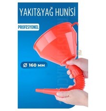 16 Cm Çap Büyük Huni Süzgeçli Yakıt Yağ Hunisi Jeneratör Hunisi