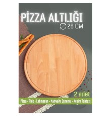 Ahşap Pizza Lahmacun Pide Sunum ve Kesim Tahtası 26 cm 2 ADET