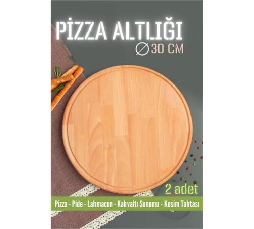 Ahşap Pizza Lahmacun Pide Sunum ve Kesim Tahtası 30 cm 2 ADET Ahşap Pizza Lahmacun Pide Sunum ve Kesim Tahtası 30 cm 2 ADET