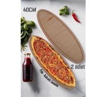 Ahşap Pide Sunum ve Kesim Tahtası 2 adet 40 Cm