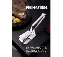 Spatulalı Maşa Biftek Balık Maşası 304 Paslanmaz Çelik
