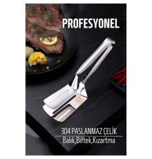Spatulalı Maşa Biftek Balık Maşası 304 Paslanmaz Çelik