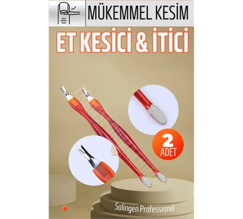 Ergonomik Tırnak Et Kesici Et İtici 2 ADET Solingen Ergonomik Tırnak Et Kesici Et İtici 2 ADET Solingen