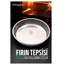 Çelik Fırın Tepsisi 33 cm 304 Paslanmaz Çelik