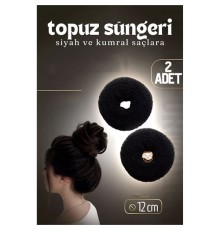 Siyah Saç Topuz Süngeri 2 ADET 12 CM Çap 5 cm Kalınlık