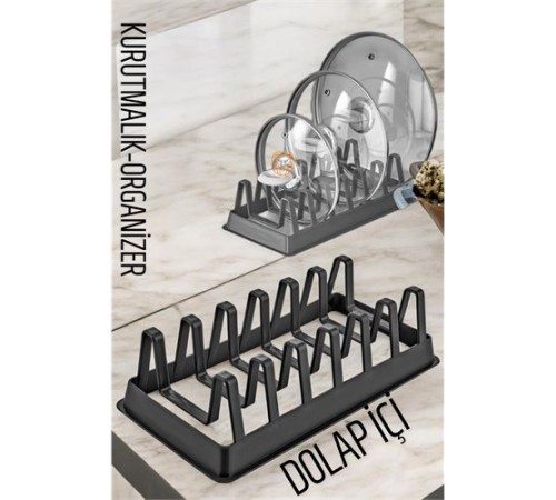 Tabak Düzenleyici Kurutmalık Dolap İçi Tencere Kapak Organizer SİYAH Tabak Düzenleyici Kurutmalık Dolap İçi Tencere Kapak Organizer SİYAH