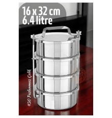 Sefer Tası Yemek Kabı Paslanmaz Çelik 4 Katlı 16 cm 1.6 LİTRE