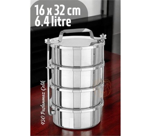 Sefer Tası Yemek Kabı Paslanmaz Çelik 4 Katlı 16 cm 1.6 LİTRE Sefer Tası Yemek Kabı Paslanmaz Çelik 4 Katlı 16 cm 1.6 LİTRE