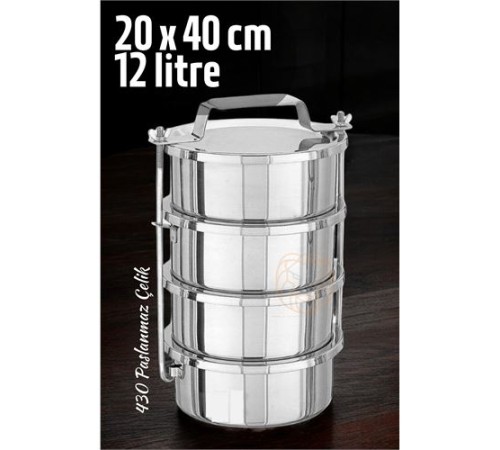 Sefer Tası Yemek Kabı Paslanmaz Çelik 4 Katlı 20 cm 3 LİTRE Sefer Tası Yemek Kabı Paslanmaz Çelik 4 Katlı 20 cm 3 LİTRE
