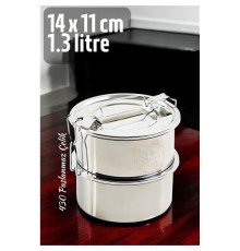 Sefer Tası Yemek Kabı Paslanmaz Çelik 2 Katlı 14 cm 1.3 LİTRE
