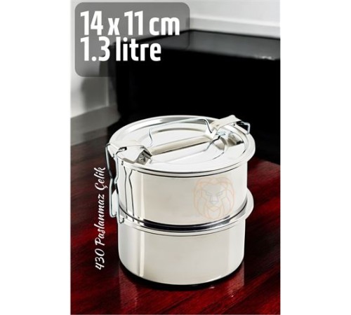 Sefer Tası Yemek Kabı Paslanmaz Çelik 2 Katlı 14 cm 1.3 LİTRE Sefer Tası Yemek Kabı Paslanmaz Çelik 2 Katlı 14 cm 1.3 LİTRE