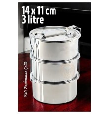 Sefer Tası Yemek Kabı Paslanmaz Çelik 3 Katlı 14 cm 3 LİTRE