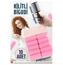 Süngerli Kilitli Bigudi Tarak Seti 10 Adet