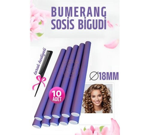 Bumerang Sosis Bigudi Tarak Seti 18 mm Kalınlık 10 Adet Bumerang Sosis Bigudi Tarak Seti 18 mm Kalınlık 10 Adet