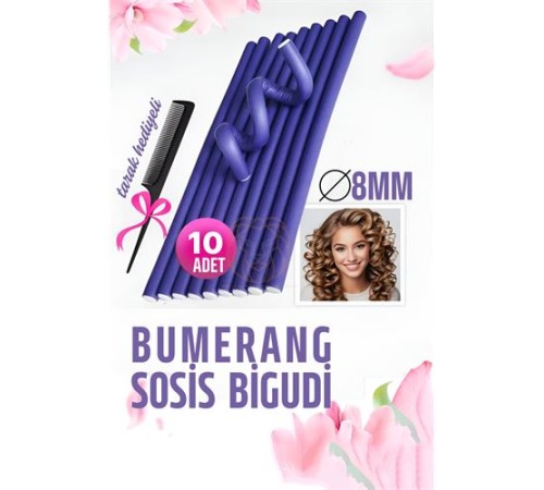 Bumerang Sosis Bigudi Tarak Seti 8 mm Kalınlık 10 Adet Bumerang Sosis Bigudi Tarak Seti 8 mm Kalınlık 10 Adet