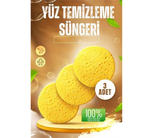 Makyaj Temizlik Pedi Cilt Temizlik Süngeri Doğal Selülöz 3 ADET Makyaj Temizlik Pedi Cilt Temizlik Süngeri Doğal Selülöz 3 ADET