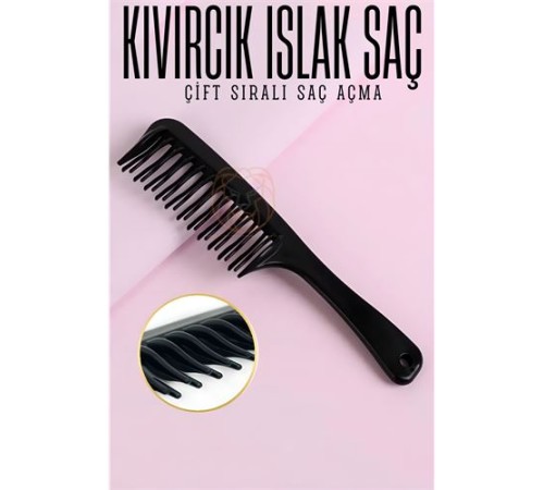 Çift Sıralı Saç Açma Tarağı Uzun Kıvırcık Islak Saç Tarağı Çift Sıralı Saç Açma Tarağı Uzun Kıvırcık Islak Saç Tarağı