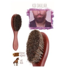 At Kılı Sakal Tarama Fırçası Kısa Sakal Bıyık Fırçası Ahşap