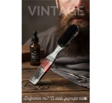 Vintage Sakal Bıyık Tarama Fırçası Çift Taraflı Sakal Tarak ve Fırça – Şekillendirici, Anti-Statik