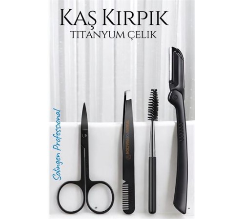 Kirpik Kaş Bakım Kiti Titanyum Çelik Solingen Kirpik Kaş Bakım Kiti Titanyum Çelik Solingen