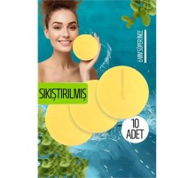 Sıkıştırılmış Makyaj Temizlik Pedi Cilt Temizlik Süngeri Doğal Selülöz 10 ADET