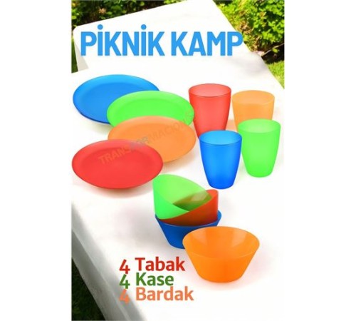 Tabak Kase Bardak Seti Kamp Piknik Seti 12 adet Tabak Kase Bardak Seti Kamp Piknik Seti 12 adet