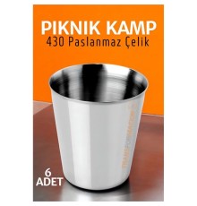 Paslanmaz Çelik Bardak Seti Kamp Piknik Bardağı 6 adet