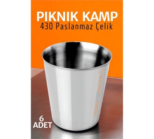 Paslanmaz Çelik Bardak Seti Kamp Piknik Bardağı 6 adet Paslanmaz Çelik Bardak Seti Kamp Piknik Bardağı 6 adet