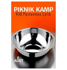Paslanmaz Çelik Yemek Tası Çorba Kasesi Kamp Piknik Tabağı 6 ADET