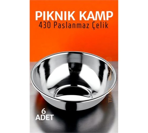Paslanmaz Çelik Yemek Tası Çorba Kasesi Kamp Piknik Tabağı 6 ADET Paslanmaz Çelik Yemek Tası Çorba Kasesi Kamp Piknik Tabağı 6 ADET