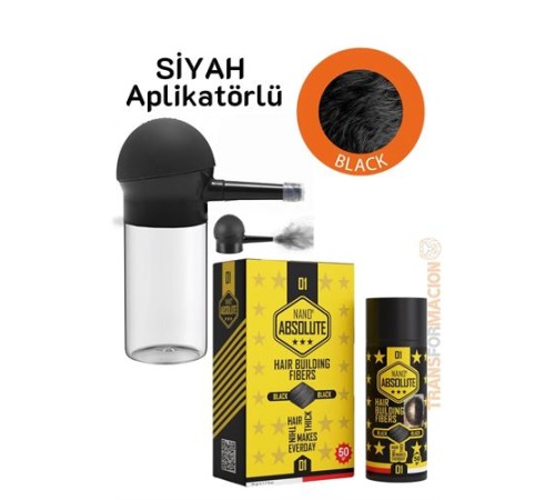 Aplikatörlü Saç Dolgunlaştırıcı Fiber Topik Toz SİYAH 50 Gram Aplikatörlü Saç Dolgunlaştırıcı Fiber Topik Toz SİYAH 50 Gram