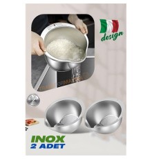 Inox Süzgeç Pirinç Makarna Salata Süzgeci 304 Paslanmaz Çelik 2 ADET