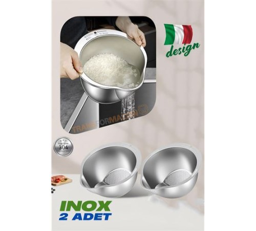 Inox Süzgeç Pirinç Makarna Salata Süzgeci 304 Paslanmaz Çelik 2 ADET Inox Süzgeç Pirinç Makarna Salata Süzgeci 304 Paslanmaz Çelik 2 ADET