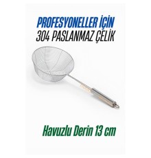 Derin Kevgir Havuzlu Süzgeç 304 Paslanmaz Çelik 13 cm