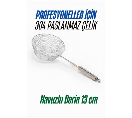Derin Kevgir Havuzlu Süzgeç 304 Paslanmaz Çelik 13 cm Derin Kevgir Havuzlu Süzgeç 304 Paslanmaz Çelik 13 cm