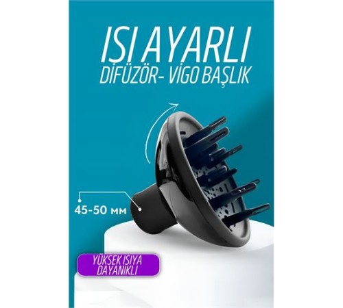 Isı Ayarlamalı Fön Için Difüzör Vigo Başlık Dönerli Profesyonel Isı Ayarlamalı Fön Için Difüzör Vigo Başlık Dönerli Profesyonel
