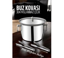 Buz Kovası 304 Paslanmaz Çelik ve Buz Maşası Seti Buz Termosu