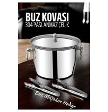 Buz Kovası 304 Paslanmaz Çelik ve Buz Maşası Seti Buz Termosu