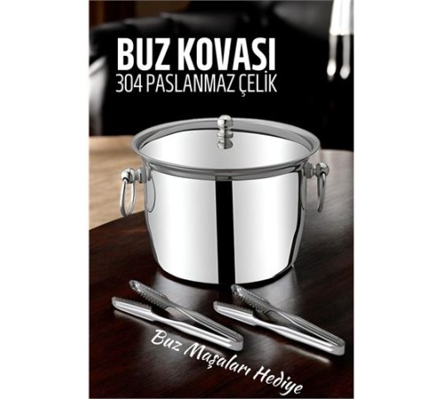 Buz Kovası 304 Paslanmaz Çelik ve Buz Maşası Seti Buz Termosu Buz Kovası 304 Paslanmaz Çelik ve Buz Maşası Seti Buz Termosu