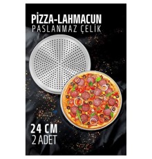 Lahmacun Pizza Pide Pişirme Tepsisi 24 CM 2 li SET