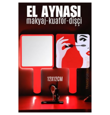 El Aynası Makyaj Aynası Kuaför Dişçi Güzellik Merkezi Aynası KIRMIZI