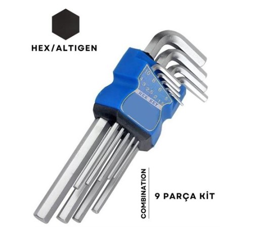 Altıgen Combination 9 Parça Alyan Seti Altıgen Combination 9 Parça Alyan Seti