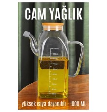 Yağ Sirke Şişesi Yağlık Borosilikat Cam 1000 ML