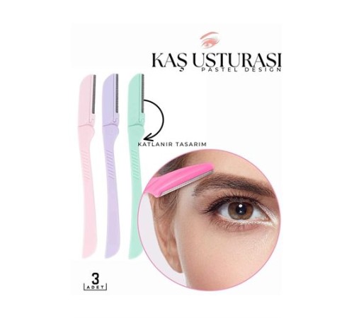 Katlanabilir Kaş Şekillendirici Kaş Dermaplaner Yüz Usturası 3 ADET 718323 Katlanabilir Kaş Şekillendirici Kaş Dermaplaner Yüz Usturası 3 ADET 718323